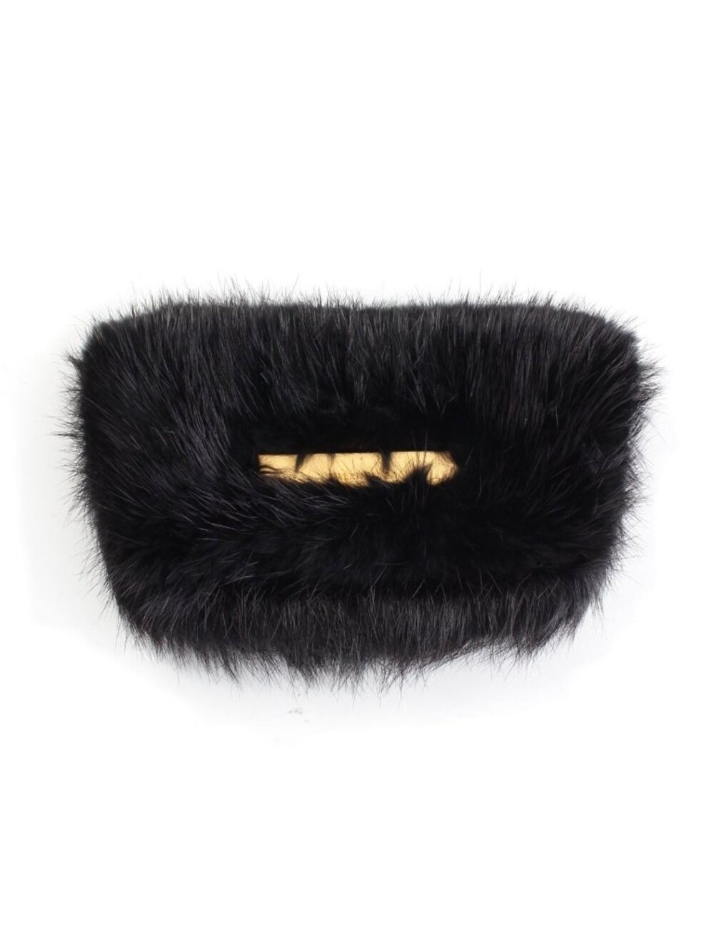 Balenciaga Fur Archive Metal Plate Clutch Black
